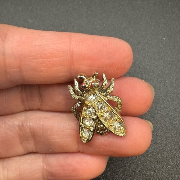 Vintage 1950’s Housefly Nemo Gold Rhinestone Brooch Pin - Picture 4 of 6